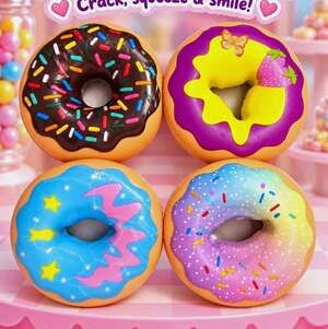 1pc Wax Crack Donut Foam Squishy Squeeze Ball, Purple/Yellow/Orange